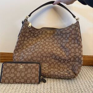 Coach Tan Signature Bag and Wallet